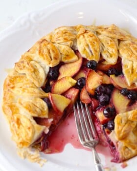 Rustic Honey Peach and Blueberry Galette