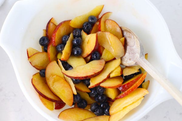 Peaches and blueberries
