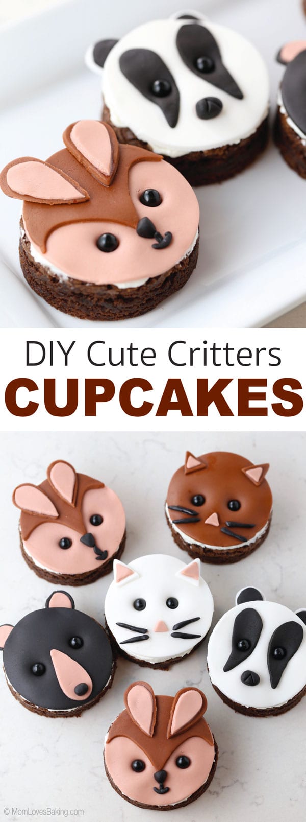 DIY cute critter fox, badger and bear cupcakes