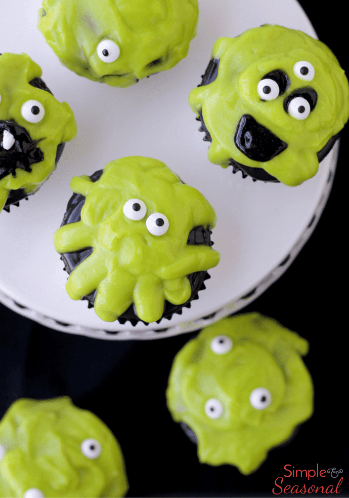 Slime monster cupcakes