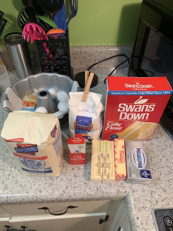 Ingredients for pound cake