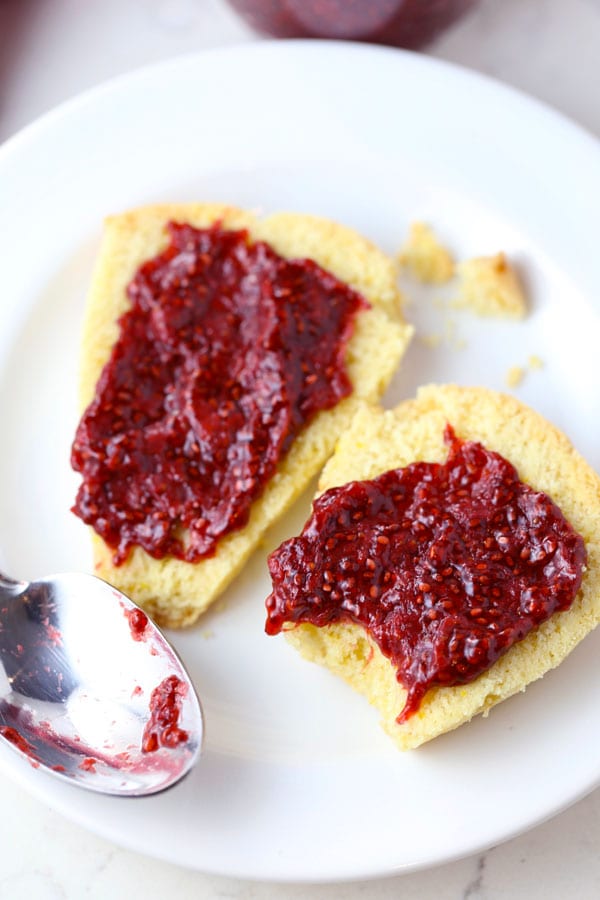 Strawberry jam on scones