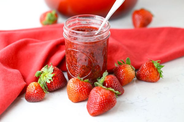 Jar of strawberry jam paleo