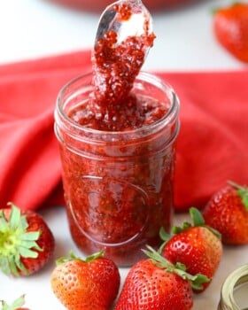Homemade strawberry jam in a jar