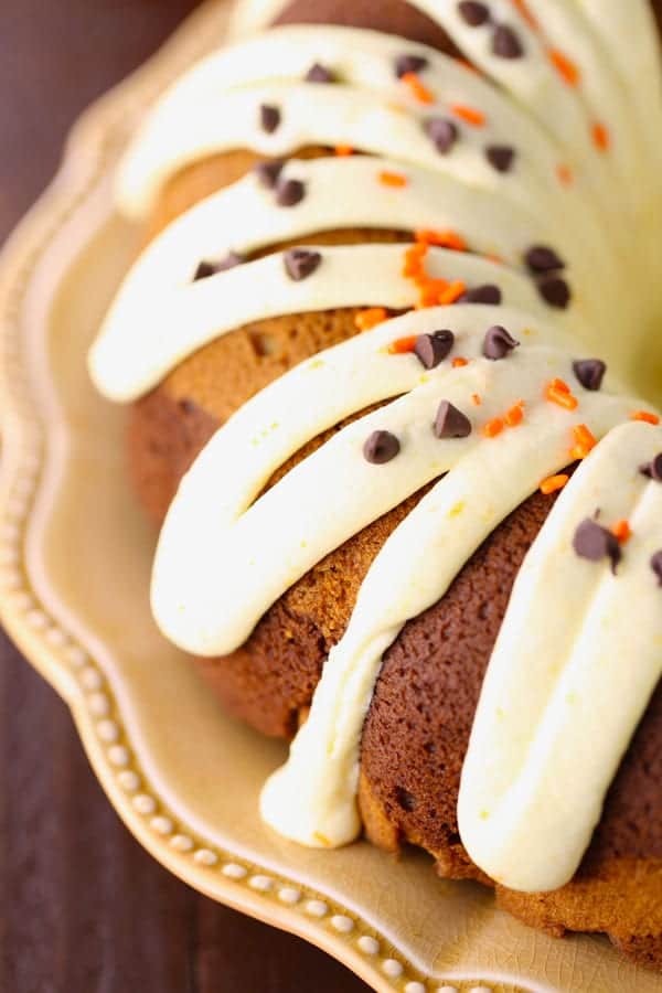 Pumpkin chocolate swirl Bundt cake