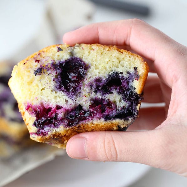 Blueberry muffin cut in half