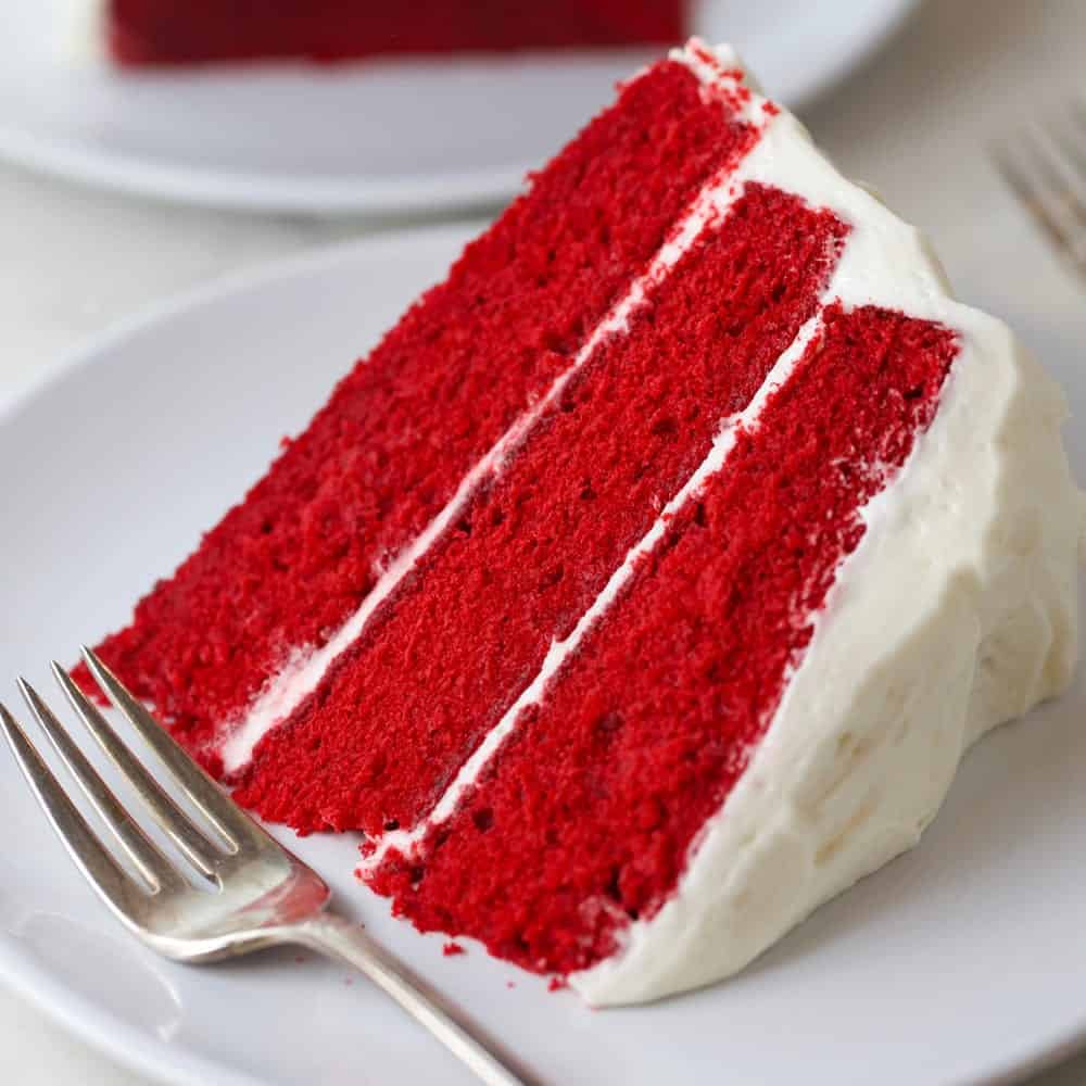 Slice of the best red velvet cake