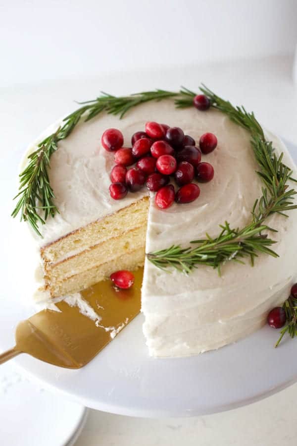 White butter cake with cream cheese frosting