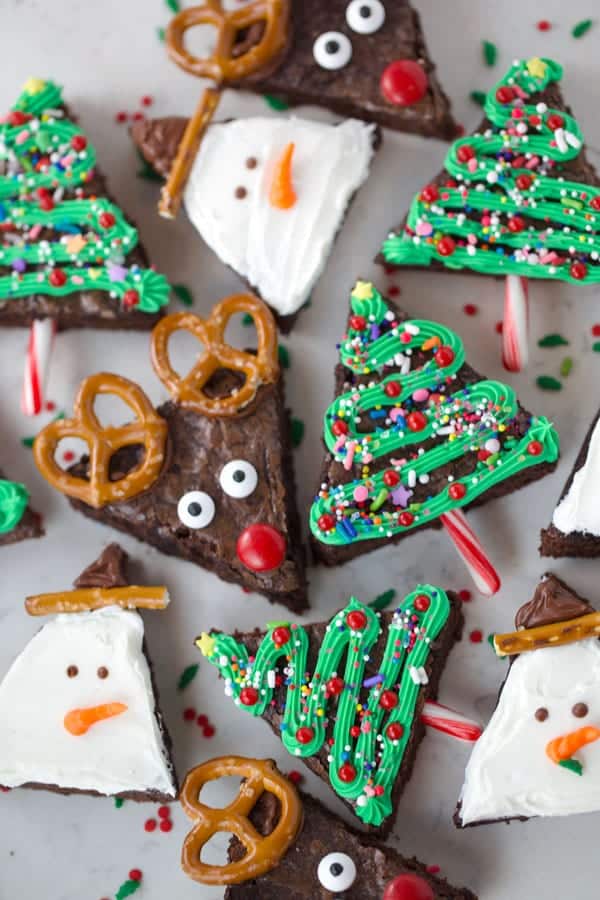 Christmas brownie triangles