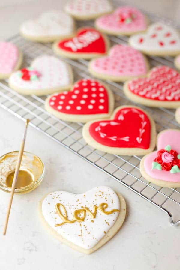 Edible gold paint on cookies