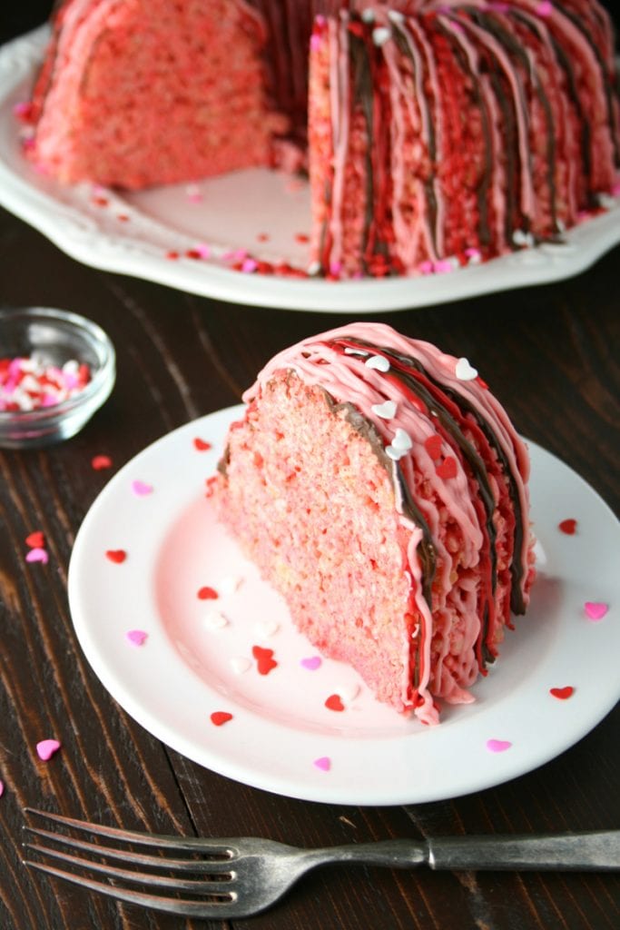 Strawberry rice krispies bundt cake