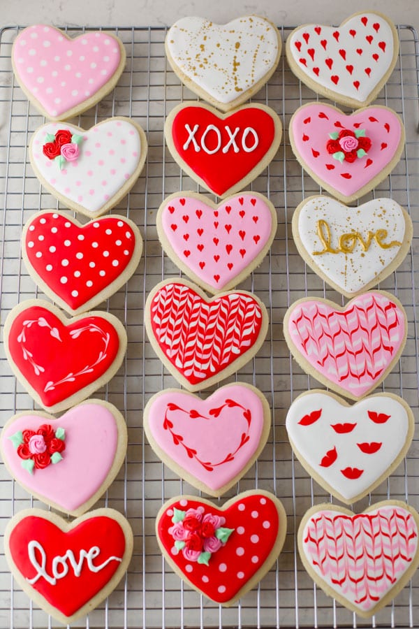Valentine's day heart sugar cookies