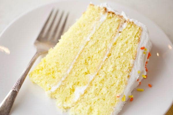 Slice of best lemon cake on a plate