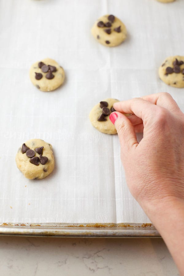 Chocolate chips on cookies