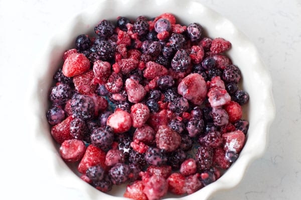 Raspberries, blueberries, blackberries, strawberries in Mixed berry cobbler