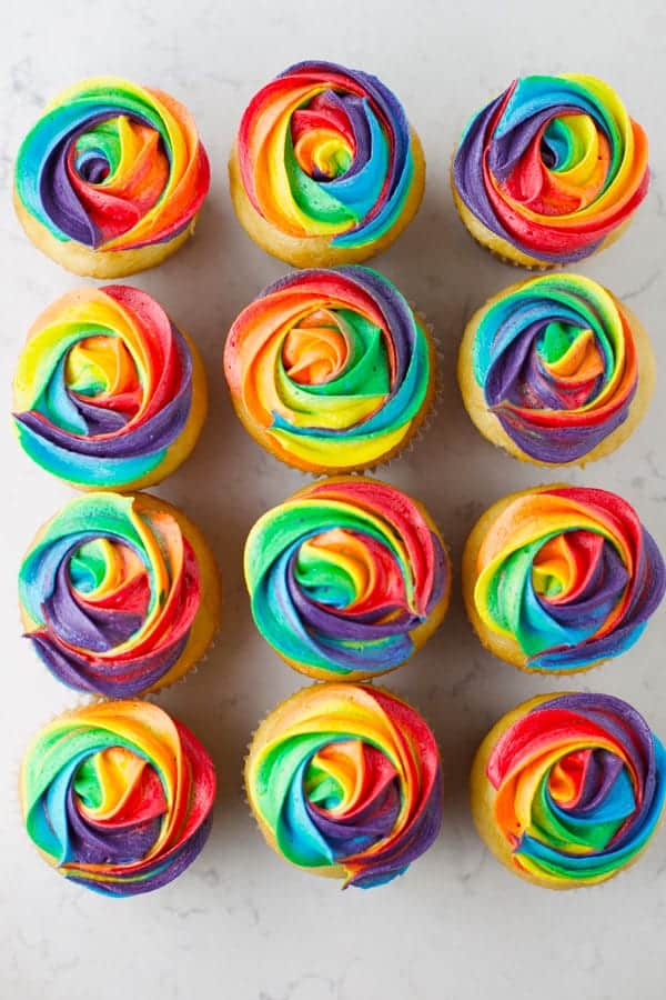 Brightly colored frosting