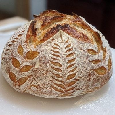 Sourdough bread baked with pretty pattern