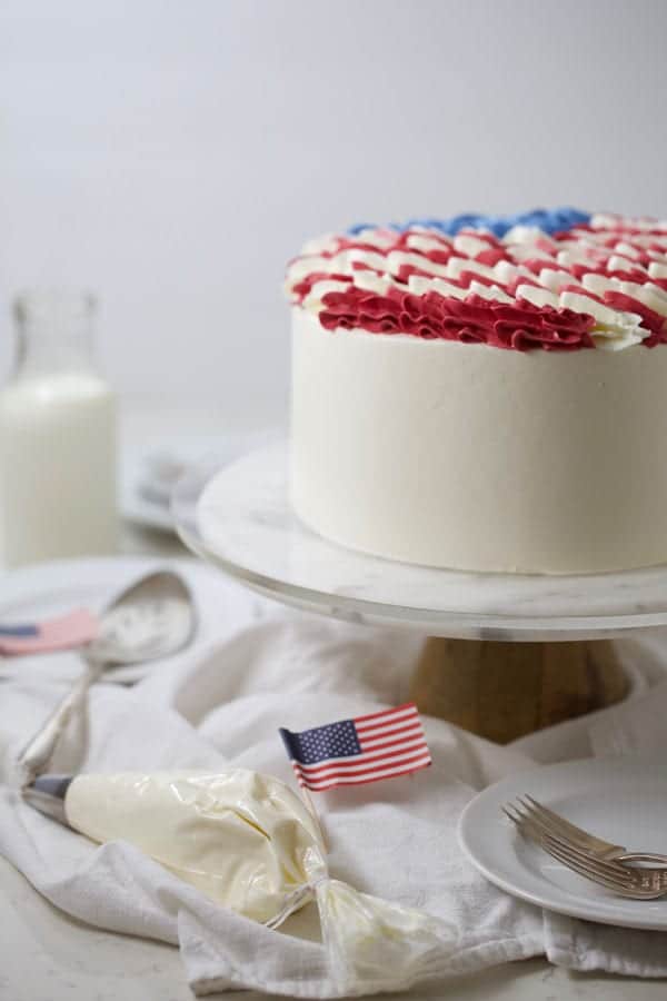 Patriotic dessert flag cake