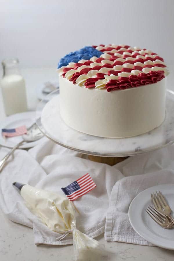 Side view american flag layer cake