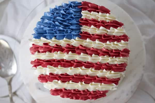 Close up of american flag cake