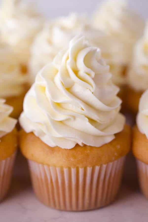 One Swiss meringue buttercream cupcake