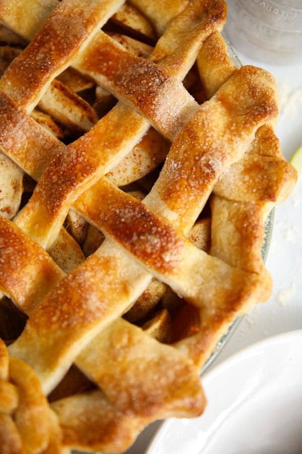 Flaky crust lattice apple pie