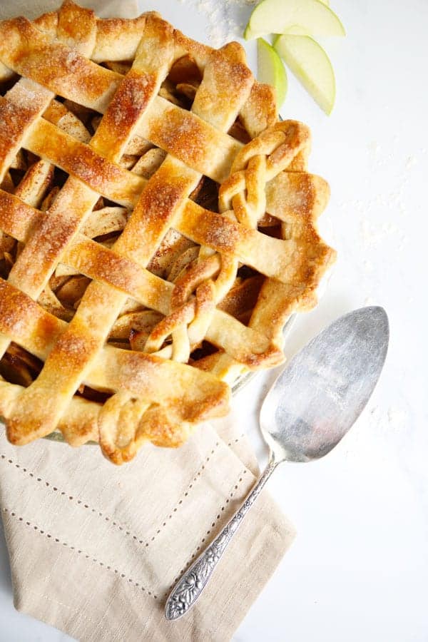 Old fashioned apple pie with flaky crust