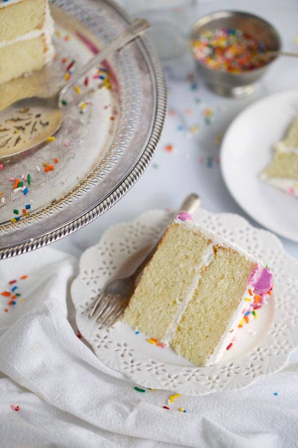 Classic white cake made from scratch