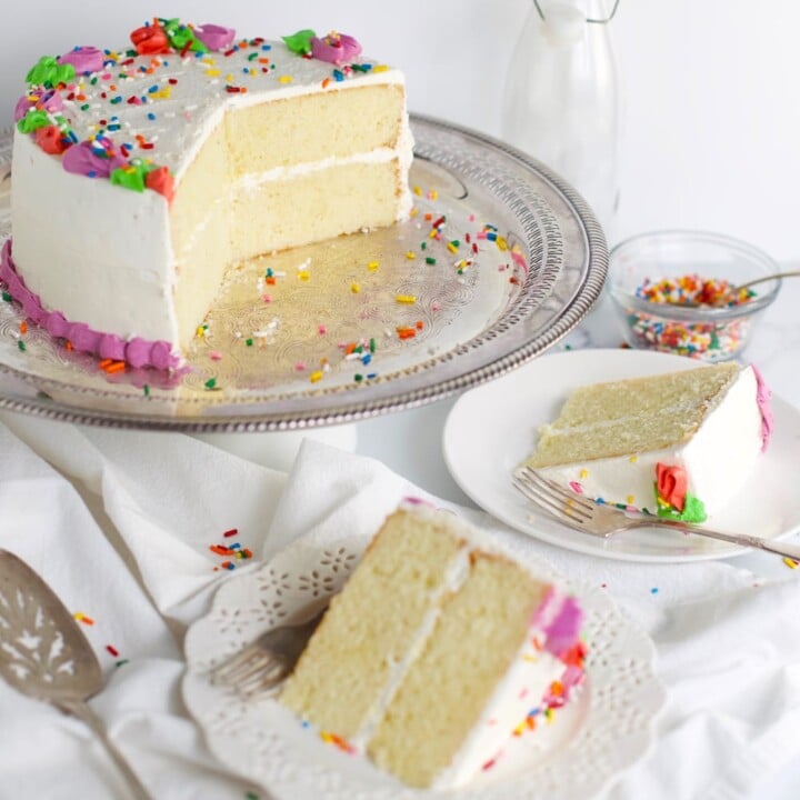 Classic white cake birthday cake slices
