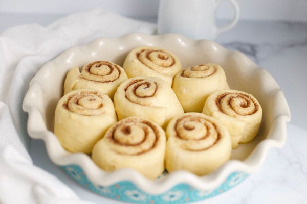 Cinnamon rolls dough after rising