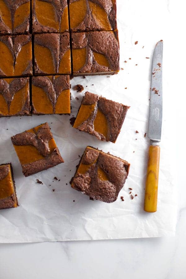 Pumpkin chocolate swirl brownies