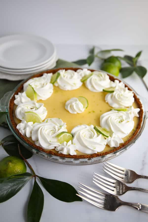 Classic Key Lime Pie with Whipped Cream and graham cracker crust