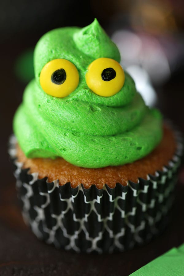 Green ghost cupcakes with slime