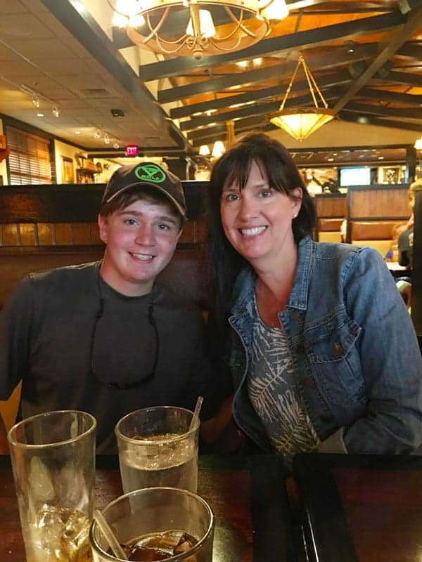 Mom and son at a restaurant