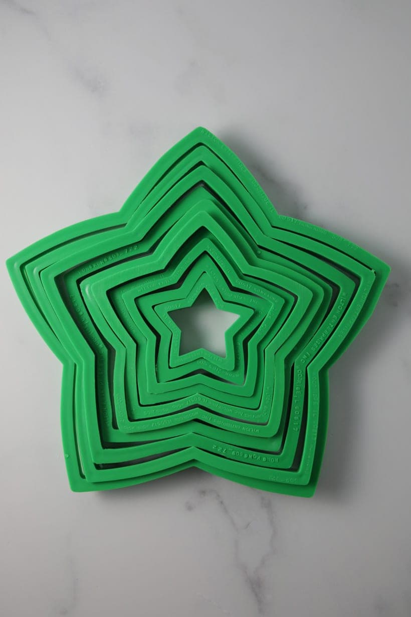 Cookie cutters for a Christmas cookie tree