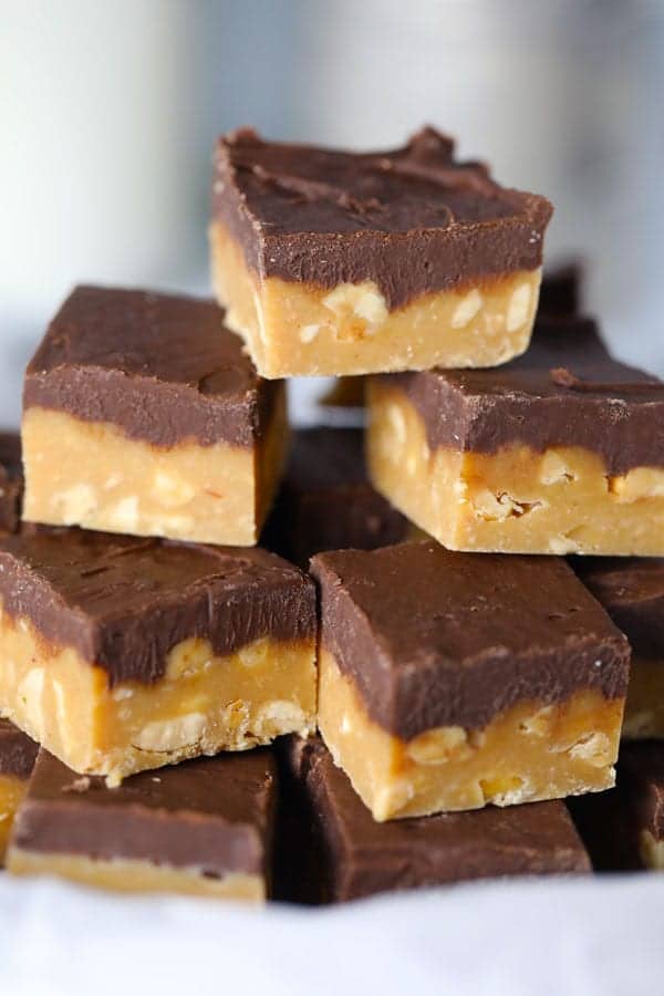 Plate full of homemade fudge no bake recipe