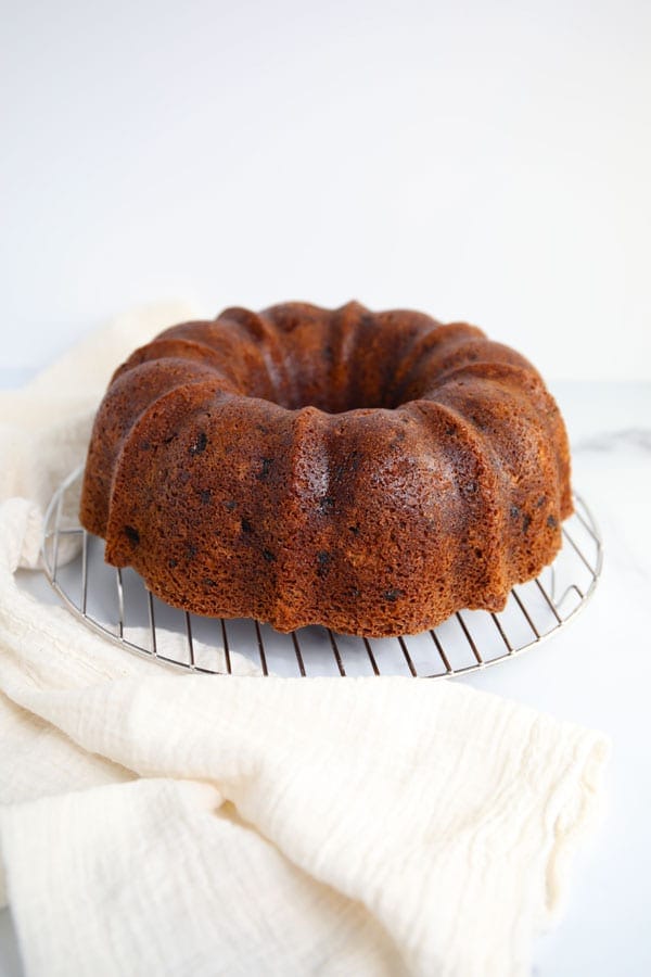 Naked bundt cake before icing spice cake