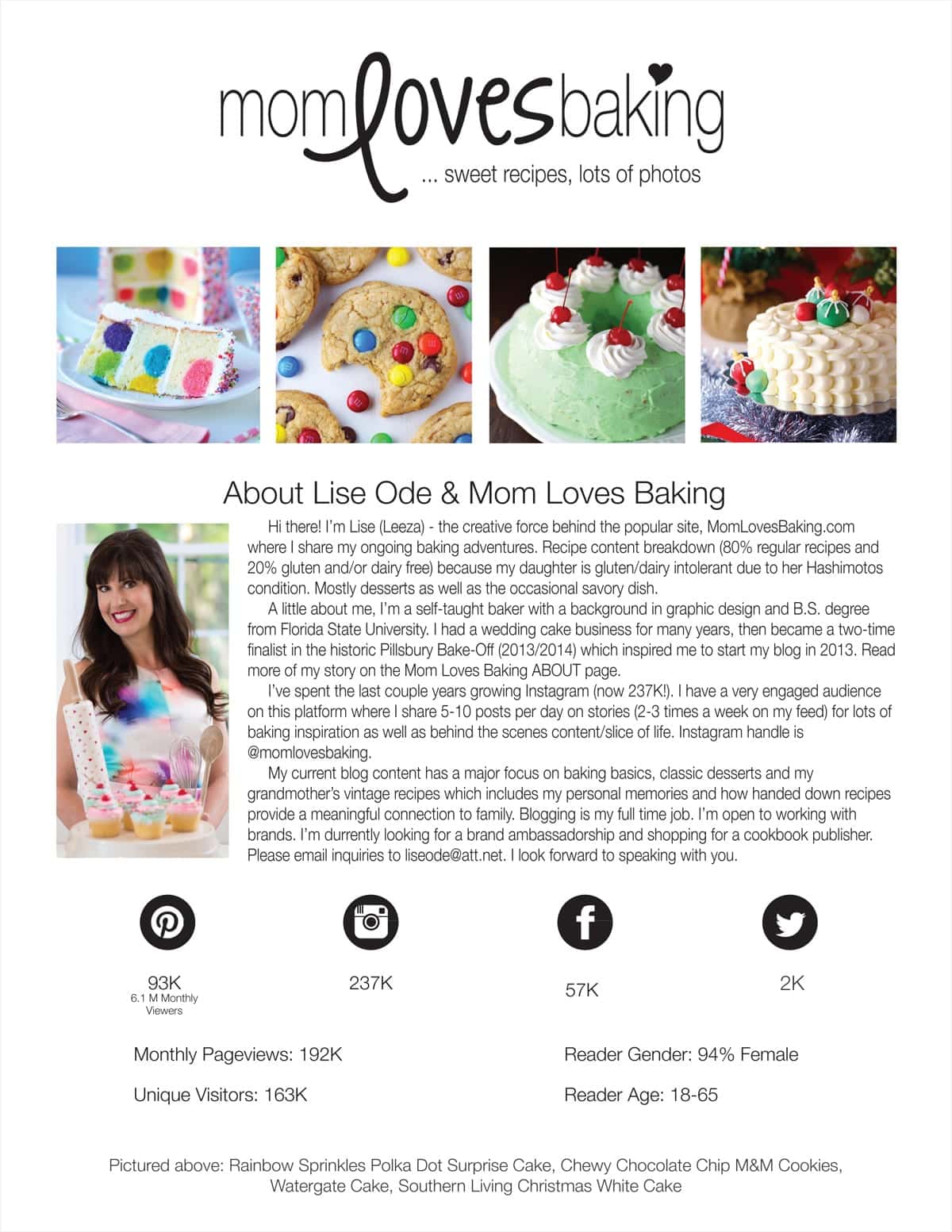 Media Kit for Mom Loves Baking page 1