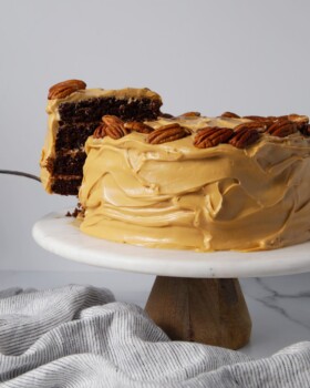 Salted caramel crazy chocolate cake with caramel cream cheese frosting easy recipe