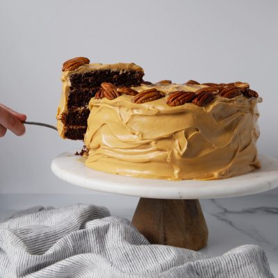 Salted caramel crazy chocolate cake with caramel cream cheese frosting easy recipe