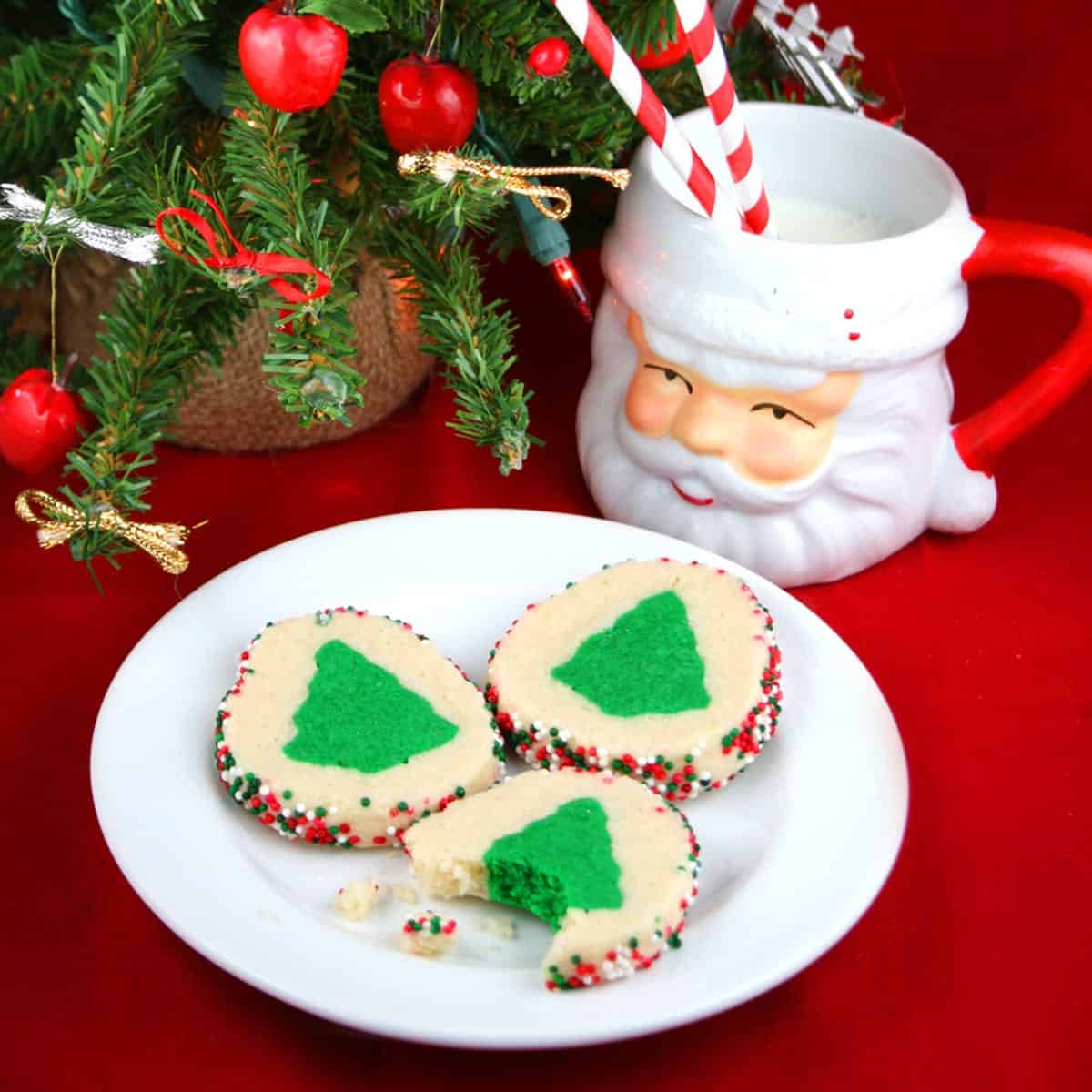 Slice and bake christmas tree cookies