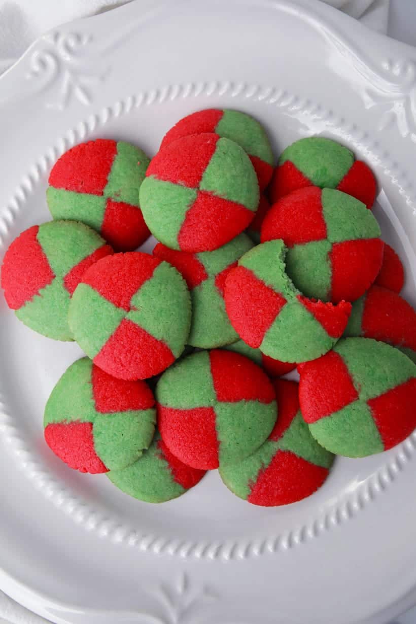 Christmas checkerboards cookies on a plate easy recipe