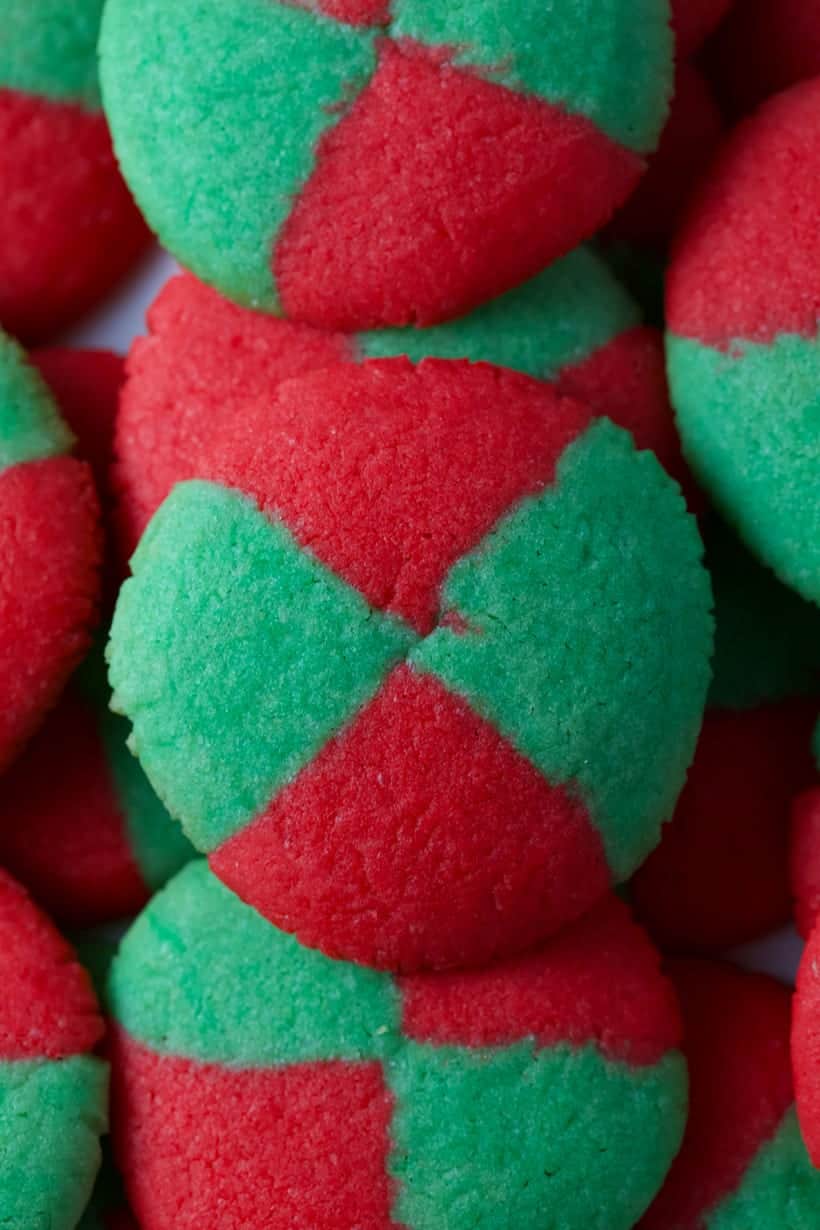 Colorful red and green cookies for Christmas