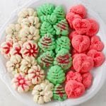 Classic Christmas Spritz cookies made with a cookie press