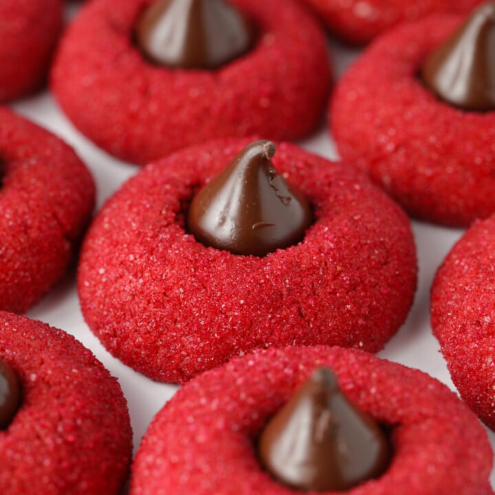 The best red velvet cookies with chocolate in the middle.