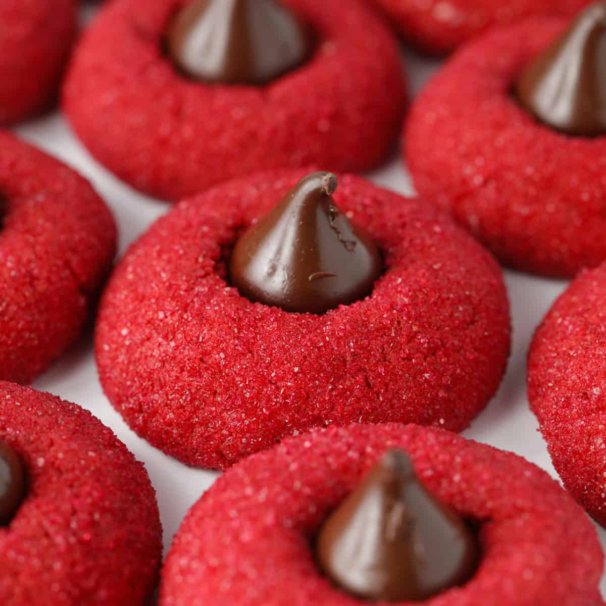 Red Velvet Christmas Thumbprint Cookies Recipe - Mom Loves Baking