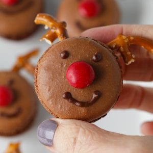Rudolph the red nosed reindeer chocolate macarons recipe for Santa at Christmas