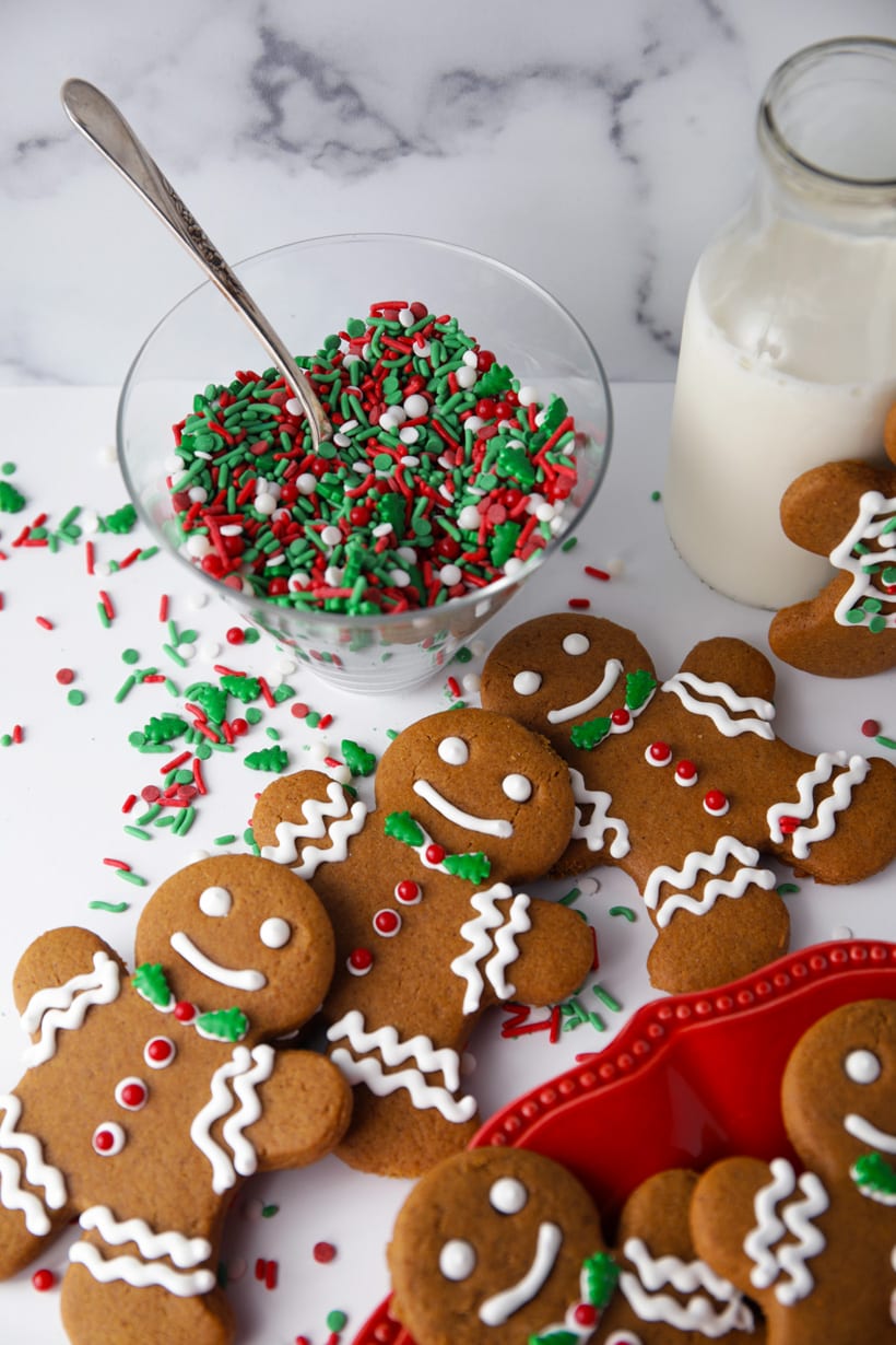 Soft chewy gingerbread men cookies recipe with royal icing