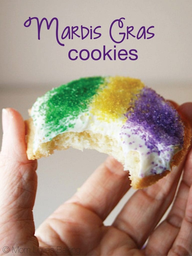 Mardis gras cookies made with store bought cookie dough