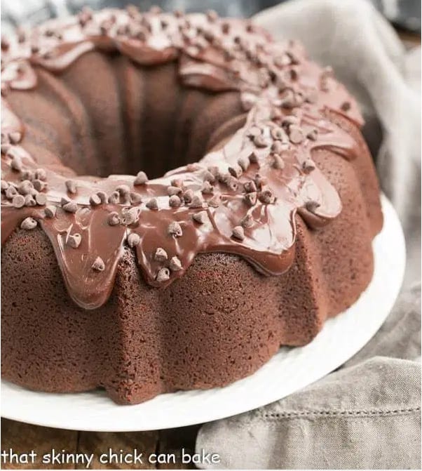 Cheesecake stuffed chocolate bundt cake